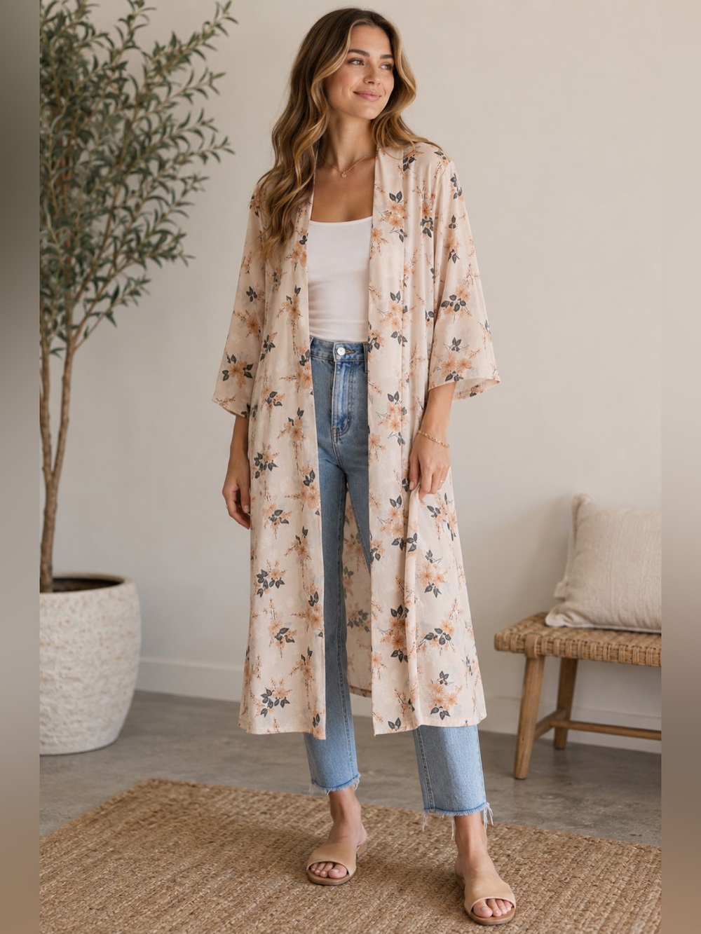 Alredine Floral Duster Kimono NWT